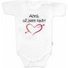 Body krátky rukáv s vtipným textom Baby Nellys, Ahoj už jsem tady! - biele, veľ. 74 62 (2-3m)