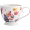 Altom Design Porcelánová šálka Sweet Moments 400 ml – šálka s motívom makróniek a muffinov na sladké chvíle pri káve a čaji
