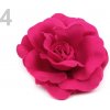 Brošňa / ozdoba ruža Ø6 cm - 12 ks - fuchsiová tm. - 4 fuchsiová tm.