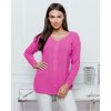 Fashionweek Luxusný sveter dámsky s výstrihom do V NB6482 Farba: Ružový, Veľkosť: Universal
