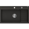 Mexen Omar, 1-komorový granitový drez 800x480x210 mm, čierna-zlatá metalíza, chrómový sifón, 6520801005-75