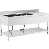 Drezový stôl - 2 umývadlá - nehrdzavejúca oceľ - 180 x 70 cm - Royal Catering RCGS-2B180D7