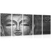 5-dielny obraz tvár Budhu v čiernobielom prevedení