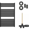 CERANO - Kúpeľňový radiátorový set Vincenzo - ústredné vykurovanie - bočné jednobodové pripojenie - 400W - čierna matná - 970x600 mm CER-663631