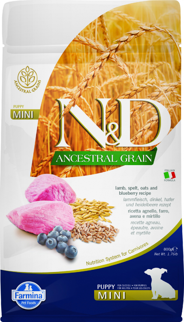 N&D Ancestral Grain Low Grain Dog Puppy Mini Lamb & Blueberry 0,8 kg