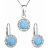 Sada šperkov so syntetickým opálom a krištáľmi Preciosa náušnice a prívesok svetlo modré okrúhle 39160.1