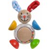 Drevená hrkálka Rabbit 2in1 Baby Eichhorn zajačik s guličkami v brušku od 3 mes