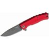 LionSteel MT01A RB Myto Black Red vreckový nôž 8,3 cm, Stonewash PVD, červená, hliník, rozbíjač skla