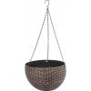 Kvetináč Strend Pro Modern, visiaci, závesný, zlatý, 26x16 cm, s retiazkou a vešiakom