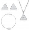 Šperky eshop - Trojdielna sada, striebro 925 - rovnostranný trojuholník so zirkónmi, retiazka R43.26