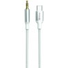 SWISSTEN AUDIO ADAPTÉR TEXTILE USB-C (samec) / 3,5 mm JACK (samec) 1,5 M BIELÝ