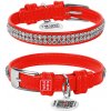 WAU DOG Kožený obojok s kryštálmi červený Obvod krku: 21-29cm, šírka: 12mm
