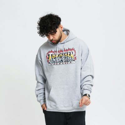 Thrasher Krak Skulls Hood heather grey