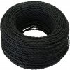 Retro kábel špirálový, vodič s textilným obalom 2x0.75mm², čierny
