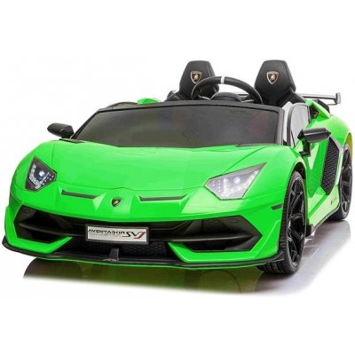 Beneo Elektrické autíčko Lamborghini Aventador 12V 24 GHz dialkové ovládanie USB / SD vstup odpruženie vertikálne otváravé dvere mäkké Eva kolesá 2 X motor original licencia zelená