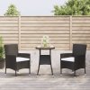 3dílný zahradní bistro set s poduškami černý polyratan Černý 3187432