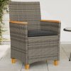 Záhradné stoličky s vankúšmi 2ks sivé polyratan a masívne drevo-ForU-368721