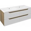 SAPHO - WAVE dvojumývadlová skrinka 119,7x50x47,8cm, biela/dub cuneo WA120-3025