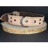 Palkar zdobený obojok z kože hladenice pre psov 55 cm x 30 mm prírodný