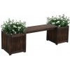 KONDELA Sasil drevená záhradná lavička s kvetináčmi hnedá