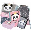 Školská aktovka v sade pre prváčikov Baagl Zippy Panda s boxom na desiatu – 5 dielov