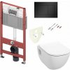 Tece Set modulu do sádrokartonu, WC EBS Diana New Rimless, sedátka a tlačítka, černá mat 1 set