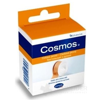 COSMOS Cievková pevná 2,5cmx5m (PLAST) náplasť fixačná z textilnej tkaniny (2,5cmx5m) 1x1 ks