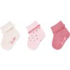 STERNTALER Ponožky krátke bavlna GOTS 3ks v balení ružová dievča veľ. 14 0-4m 8402288-908-14