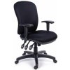 Kancelárska stolička, nastaviteľné opierky rúk, čierne čalúnenie, čierny podstavec, MAYAH Super Comfort