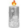 Sviečka MagicHome Vianoce, 7x12,5 cm, valcová, strieborná, s 3D krajinkou