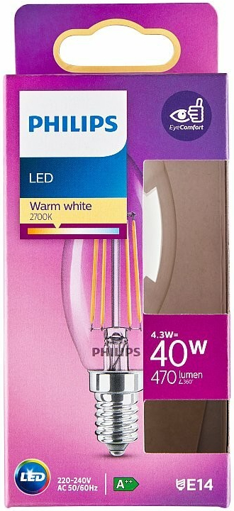 Philips LED žiarovka sviečka 4,3 W 40 W E14 teplá biela od 2,69 € -  Heureka.sk