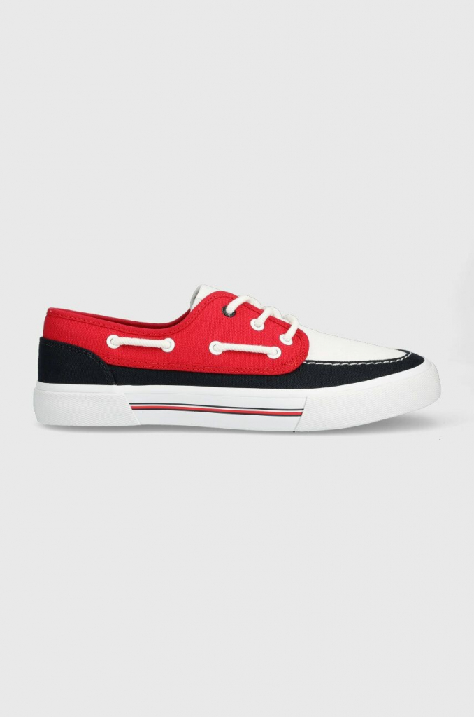 Tommy Hilfiger CORE BOAT SHOE CANVAS pánske červená