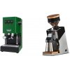 Gaggia New Classic E24, green + Eureka Mignon Single Dose PRO, Chrome & Oak