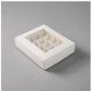 Krabička na pralinky, 16,5 × 13,5 × 4 cm, biela lesklá, 12 ks