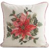 EUROFIRANY VIANOČNÁ DEKORAČNÁ OBLIEČKA NA VANKÚŠ POINSETTIA 45X45 CM VZOROVANÁ