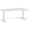 Výškovo nastaviteľný stôl, 180x120 cm, 2 motory, L/P, biela podnož, biela