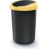 Odpadkový kôš COMPACTA R FLAP - objem: 40 l, farba: recykl. čierna so svetlo žltým vekom, (Keden NRAB40-S411*/1215C)
