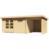 Drevený záhradný domček BASTRUP 8 s prístavkom Lanitplast