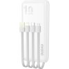 Dudao K6Pro Power Bank 10000mAh 2x USB + kábel USB / USB-C / Lightning / Micro USB, biely (K6Pro-white)