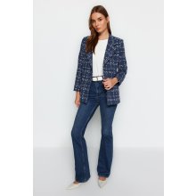 Trendyol Gray Oversize Woven Plaid Blazer Jacket