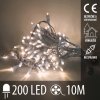 Vianočná led svetelná reťaz vonkajšia na spájanie - 200led - 10m teplá biela