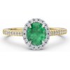 Zlatý dámsky prsteň DF 5888 v kombinácii žltého a bieleho zlata, smaragd s diamantmi 63
