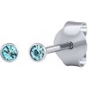 Stříbrné náušnice pecky Malia s modrými Swarovski Zirconia 2 mm
