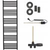 CERANO - Kúpeľňový radiátorový set Fulgidus - kombinované vykurovanie, termo tyč - bočné jednobodové pripojenie - 765W - čierna matná - 1800x530 mm CER-663808