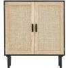 SucceBuy Ratanová skrinka, komoda s 2 dvierkami z ratanu do predsiene a kuchyne