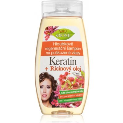 Bione Cosmetics Keratin + Ricinový olej hĺbkovo regeneračný šampón na vlasy 260 ml