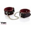 WHIPS Leather Ankle Cuffs for Her, putá na členky s červeným polstrovaním