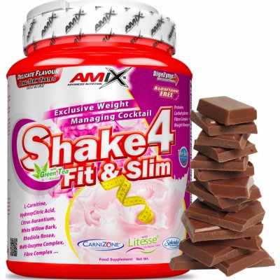 Prášok znižujúci chuť do jedla Amix Shake4 Fit&Slim čokoládová príchuť 500 g 1 ks.