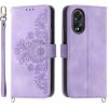 Peňaženkové kožené puzdro Flowers na Oppo A38 - Fialová
