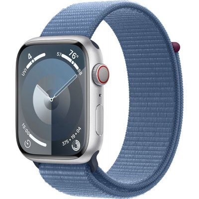 Apple Watch Series 9 GPS + Cellular 45mm Silver Aluminium Case with Winter Blue Sport Loop MRMJ3QC/A